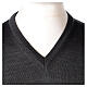 V-neck jumper for clergymen grey plain knit In Primis s2