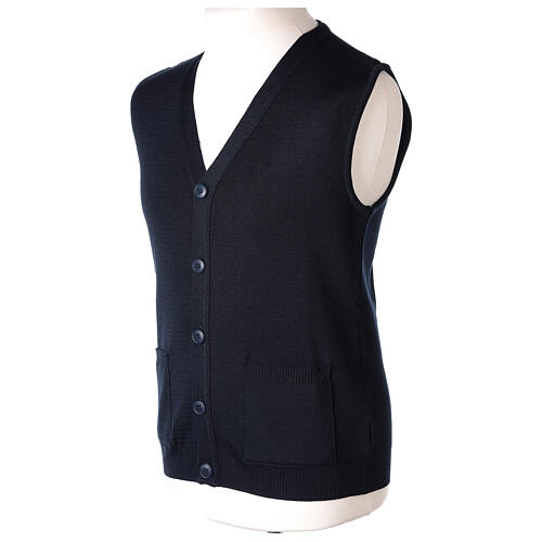 Sleeveless blue cardigan In Primis with pockets and buttons 3