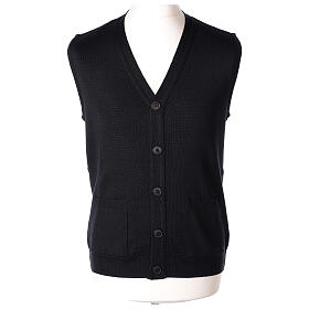 Sleeveless black cardigan In Primis with pockets and buttons