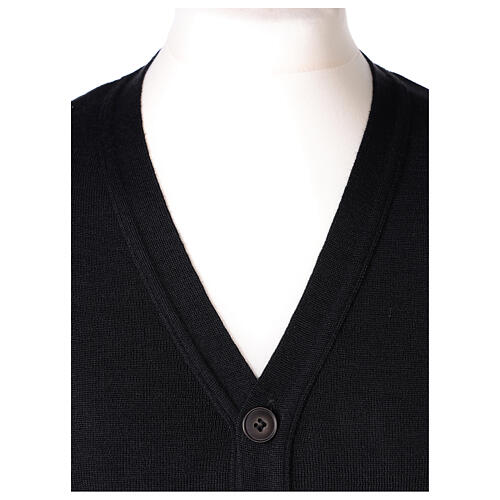 Sleeveless black cardigan In Primis with pockets and buttons 2