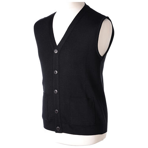 Sleeveless black cardigan In Primis with pockets and buttons 3