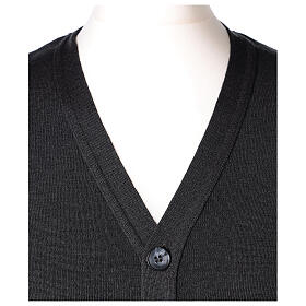 Sleeveless dark grey cardigan In Primis with pockets and buttons