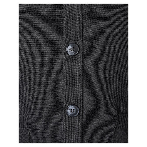Sleeveless dark grey cardigan In Primis with pockets and buttons 4