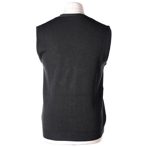 Sleeveless dark grey cardigan In Primis with pockets and buttons 6