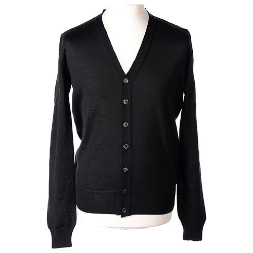 Black cardigan In Primis for priests, jersey, 50% merino wool 50% acrylic 1