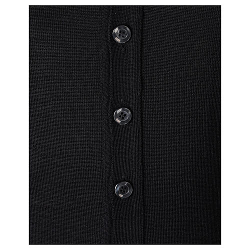 Clergy button-front cardigan black plain knit 50% acrylic 50% merino wool In Primis 4