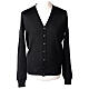 Clergy button-front cardigan black plain knit 50% acrylic 50% merino wool In Primis s1
