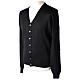 Clergy button-front cardigan black plain knit 50% acrylic 50% merino wool In Primis s3