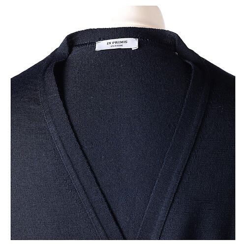 Blue cardigan In Primis for priests, jersey, 50% merino wool 50% acrylic 7