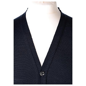 Gilet prêtre bleu jersey simple 50% acrylique 50% laine mérinos In Primis