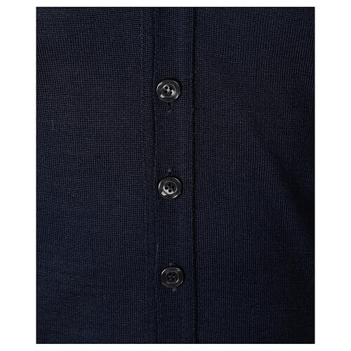 Clergy button-front cardigan blue plain knit 50% acrylic 50% merino wool In Primis 4