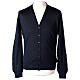 Clergy button-front cardigan blue plain knit 50% acrylic 50% merino wool In Primis s1