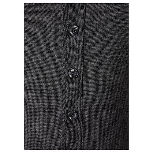 Dark grey cardigan In Primis for priests, jersey, 50% merino wool 50% acrylic 4