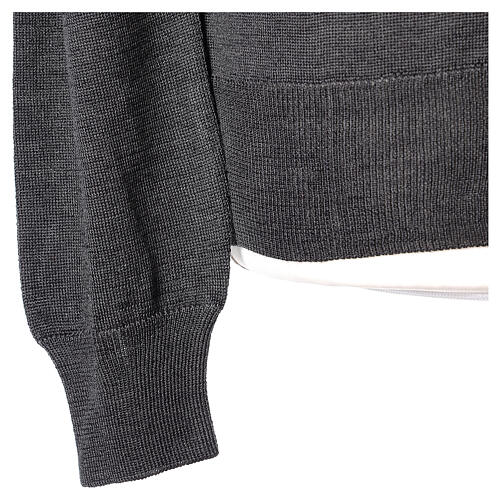Dark grey cardigan In Primis for priests, jersey, 50% merino wool 50% acrylic 5
