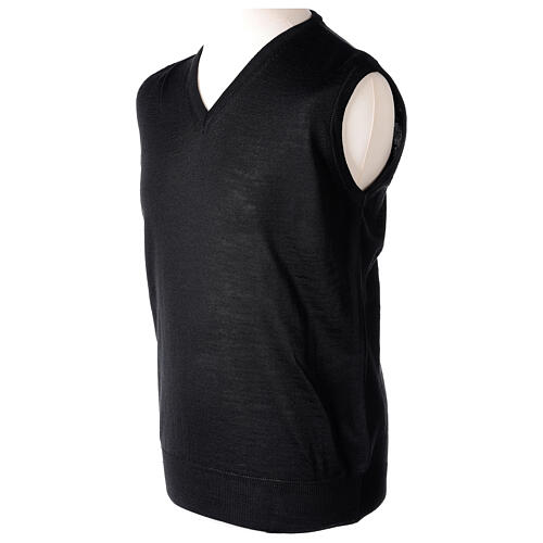 Black vest In Primis for priests, jersey, 50% merino wool 50% acrylic 3