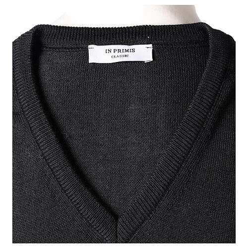 Black vest In Primis for priests, jersey, 50% merino wool 50% acrylic 5