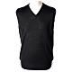 V-neck sleeveless clergy jumper black plain knit 50% merino wool 50% acrylic In Primis s1