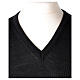 V-neck sleeveless clergy jumper black plain knit 50% merino wool 50% acrylic In Primis s2
