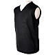 V-neck sleeveless clergy jumper black plain knit 50% merino wool 50% acrylic In Primis s3