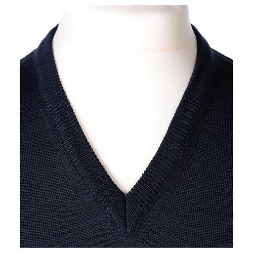 Pull sans manches prêtre bleu jersey simple 50% acrylique 50% laine mérinos In Primis 2