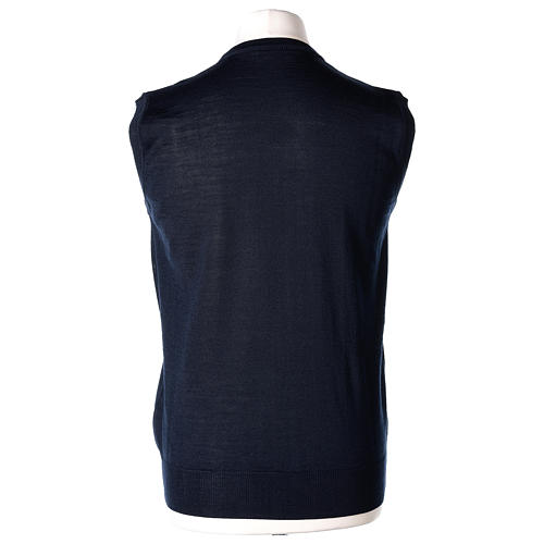Pull sans manches prêtre bleu jersey simple 50% acrylique 50% laine mérinos In Primis 4