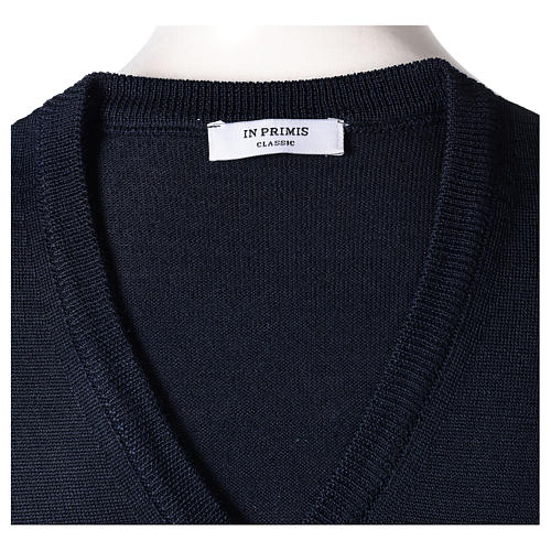 Pull sans manches prêtre bleu jersey simple 50% acrylique 50% laine mérinos In Primis 5