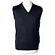 V-neck sleeveless clergy jumper blue plain knit 50% merino wool 50% acrylic In Primis s1