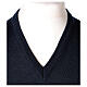 V-neck sleeveless clergy jumper blue plain knit 50% merino wool 50% acrylic In Primis s2
