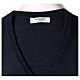 V-neck sleeveless clergy jumper blue plain knit 50% merino wool 50% acrylic In Primis s5