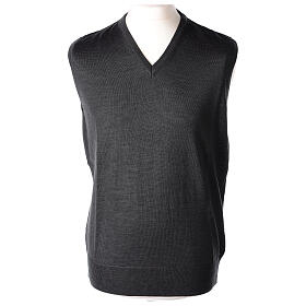 Dark grey vest In Primis for priests, jersey, 50% merino wool 50% acrylic