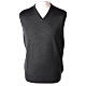 V-neck sleeveless clergy jumper grey plain knit 50% merino wool 50% acrylic In Primis s1