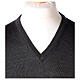 V-neck sleeveless clergy jumper grey plain knit 50% merino wool 50% acrylic In Primis s2