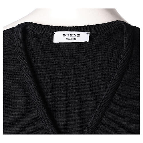 Black slipover In Primis, plain fabric, 50% merino wool 50% acrylic 5