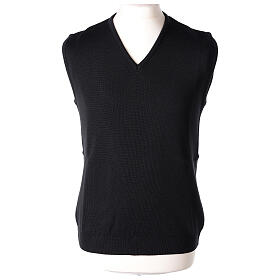 Clergy sleeveless black jumper plain fabric 50% acrylic 50% merino wool In Primis
