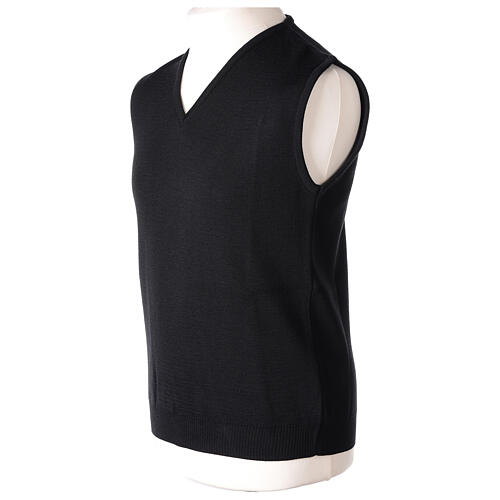 Clergy sleeveless black jumper plain fabric 50% acrylic 50% merino wool In Primis 3