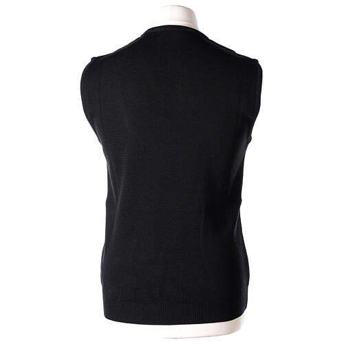 Clergy sleeveless black jumper plain fabric 50% acrylic 50% merino wool In Primis 4