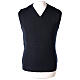 Clergy sleeveless blue jumper plain fabric 50% acrylic 50% merino wool In Primis s1