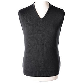 Dark grey slipover In Primis, plain fabric, 50% merino wool 50% acrylic