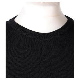 Black crew-neck sweatshirt In Primis for priests, plain fabric, 50% merino wool 50% acrylic
