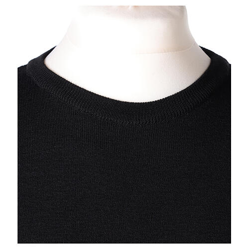 Black crew-neck sweatshirt In Primis for priests, plain fabric, 50% merino wool 50% acrylic 2