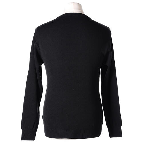 Black crew-neck sweatshirt In Primis for priests, plain fabric, 50% merino wool 50% acrylic 5
