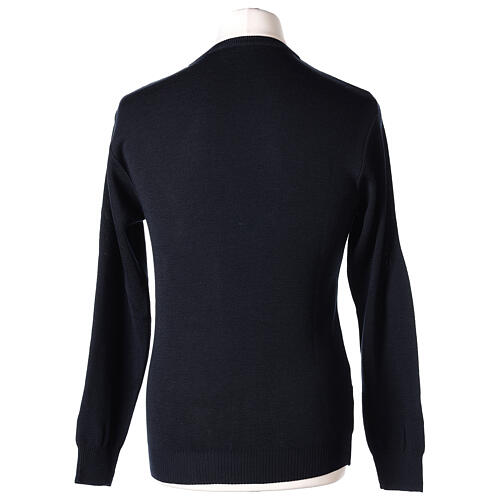 Blue crew-neck sweatshirt In Primis for priests, plain fabric, 50% merino wool 50% acrylic 5