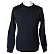 Blue crew-neck sweatshirt In Primis for priests, plain fabric, 50% merino wool 50% acrylic s1