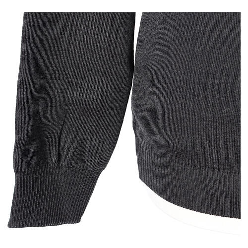 Dark grey crew-neck sweatshirt In Primis for priests, plain fabric, 50% merino wool 50% acrylic 4