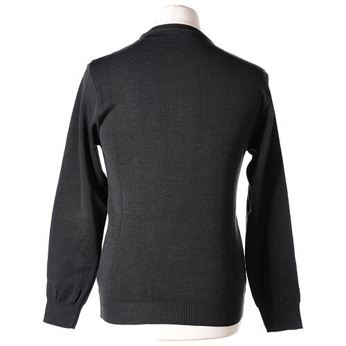 Dark grey crew-neck sweatshirt In Primis for priests, plain fabric, 50% merino wool 50% acrylic 6