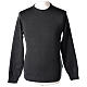 Dark grey crew-neck sweatshirt In Primis for priests, plain fabric, 50% merino wool 50% acrylic s1