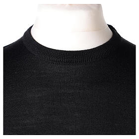 Black crew-neck sweatshirt In Primis, jersey, 50% merino wool 50% acrylic