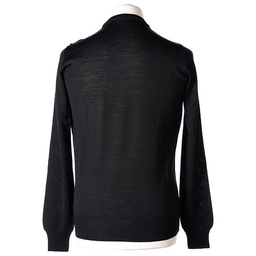 Black crew-neck sweatshirt In Primis, jersey, 50% merino wool 50% acrylic 5