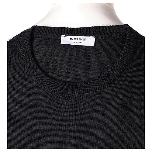 Black crew-neck sweatshirt In Primis, jersey, 50% merino wool 50% acrylic 6