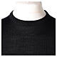 Crew neck black plain knitted jumper for clergymen 50% acrylic 50% merino wool In Primis s2